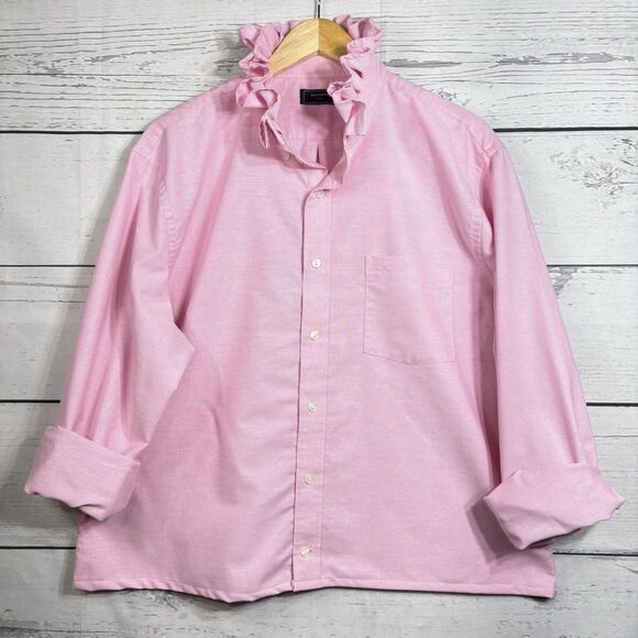 DOCKERS Tops - Upcycled Re-worked Dockers Ruffle Collar XL Bubblegum Pink Barbiecore